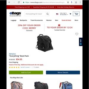 Athalon ski boot backpack